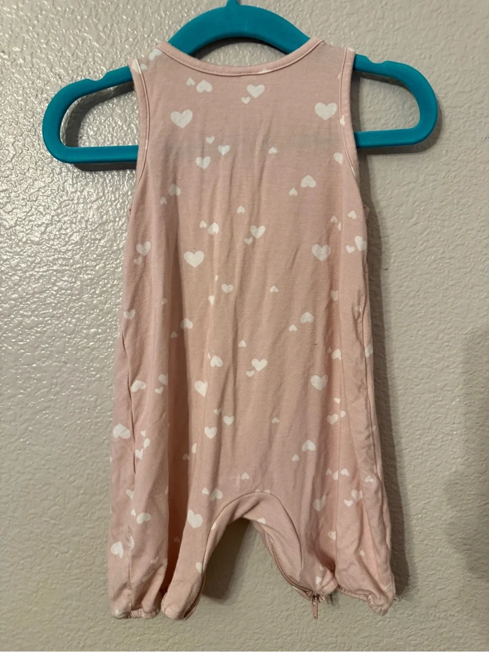 Toddler Sleeveless Pink Heart Pocket One-Piece Romper